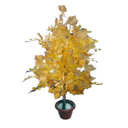 Artificial Flower Plant with Pot In Golden Colour - 3.5 FT - Made of Plastic