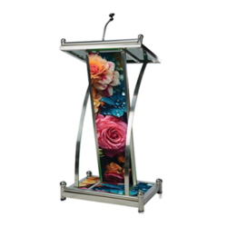 Heavy Podium with Mic- Flower Print- 4 FT - Made of Stainless Steel.