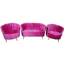 Butterfly Sofa Set (1 Sofa & 2 Chairs) - Made Of Wood With Polish