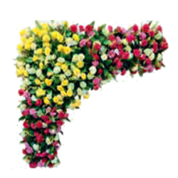 Artificial Flower Corner Pannel - 3 FT X 3 FT - Made of Plastic.