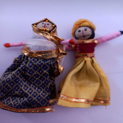 Standing Rajasthani Puppets - 3 Inch X 4 Inch - Multi Color