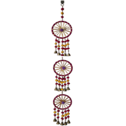 Fancy Bangal Line Wall Hanging - Made Of  Woolen & Metal Bell