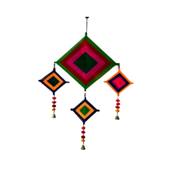 Decorative Kite To Kite Wall Hanging-  Made of Woolen, Bamboo & Metal Ball