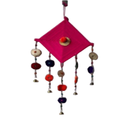 Decorative Kite Shape Wall Hanging - Made of Woolen, Bamboo & Metal Ball