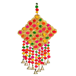 Decorative Gota Chakri Square with Bells -  Made Of  Woolen
