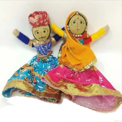 Decorative Rajasthani Puppets - Made Of Wood & Cloth