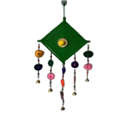 Decorative Kite Shape Wall Hanging - Made of Woolen, Bamboo & Metal Ball