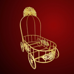 Royal Baby Cage Cart Trolly In Golden Color - Made Of Iron