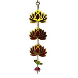 Fancy Lotus Parrot Wall Hanging - Made Of Wooden Beads