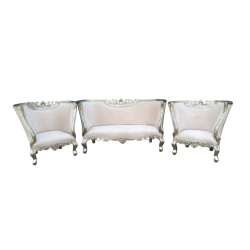 Wedding Sofa Set (1 Sofa & 2 Chairs) - Made of Wood & Brass Coating