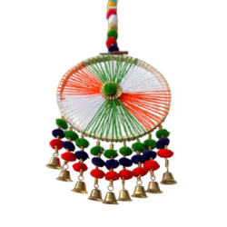 Fancy Jhumka Wall Hanging - Made Of  Woolen & Metal Bell