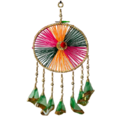 Fancy Jhumka Wall Hanging - Made Of  Woolen & Fabric Net