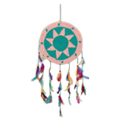 Fancy Dream Catcher Wall Hanging - Made Of  Woolen & Pankh Metal Ring