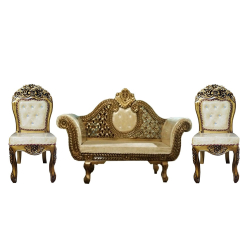 Wedding Sofa Set (1 Sofa & 2 Chairs) - Made Of Wood With Polish