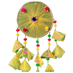 Fancy Ring Wall Hanging - Made Of Net Cloth  & Wooden Ring