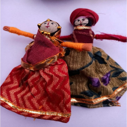 Standing Rajasthani Puppets - 3 Inch X 4 Inch - Multi Color