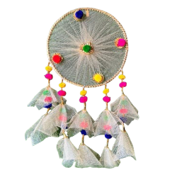 Fancy Ring Wall Hanging - Made Of Net Cloth  & Wooden Ring