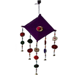 Decorative Kite Shape Wall Hanging - Made of Woolen, Bamboo & Metal Ball