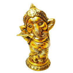 Ganesha playing with murli - 4 Inches - Made Of Metal