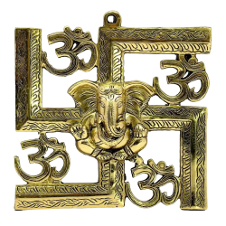 Wall Hanging Om Ganesha Frame - 8 Inches X 8 Inches - Made Of Metal