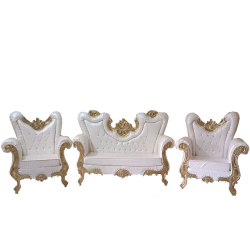 Wedding Sofa Set (1 Sofa & 2 Chairs) - Made of Wood & Brass Coating