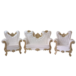 Wedding Sofa Set (1 Sofa & 2 Chairs) - Made of Wood & Brass Coating