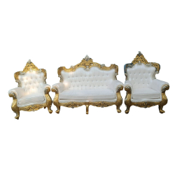 Wedding Sofa Set (1 Sofa & 2 Chairs) - Made of Wood & Brass Coating