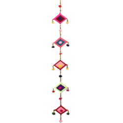 Fancy Kite Line Wall Hanging - Made Of Wooden Beads & Metal Bell.