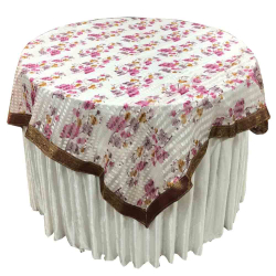 Designer Round Table Top - 5 FT X 5 FT - Made Of Jacquard Fabric