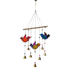 Fancy Bird Wind Chime Hanging - Made Of MDF & Metal Bell