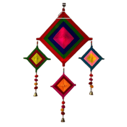 Decorative Kite To Kite Wall Hanging - Made of Woolen, Bamboo & Metal Ball