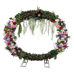 Artificial Flower Entry Gate with Stand - 6 FT X 6 FT - Made of Iron & Plastic