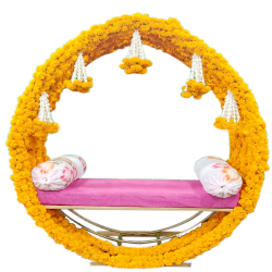 Artificial Flower Entry Gate with Stand - 6 FT X 6 FT - Made of Iron & Plastic