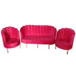 Butterfly Sofa Set (1 Sofa & 2 Chairs) - Made Of Wood With Polish