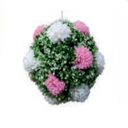 Artificial Hanging Fur Flower Ball - Made of Plastic & Fabric