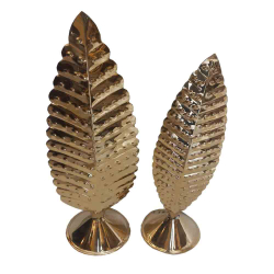 Decorative Leaf Stand - Made of Golden Steel Sheet