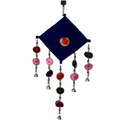 Decorative Kite Shape Wall Hanging - Made of Woolen, Bamboo & Metal Ball