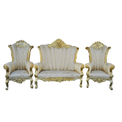 Wedding Sofa Set (1 Sofa & 2 Chairs) - Made of Wood & Brass Coating