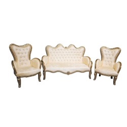 Wedding Sofa Set (1 Sofa & 2 Chairs) - Made of Wood & Brass Coating