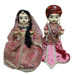 Standing Rajasthani Puppets Doll - 15 Inch - Multi Color