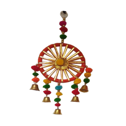 Decorative Round Loutcon - 10 Inch - Made Of Pompom Ghanti