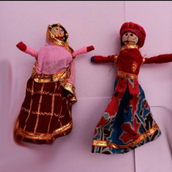 Standing Rajasthani Puppets - 3 Inch X 4 Inch - Multi Color