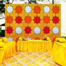 Decorative Rectangular Stage Setup - Set Of 3 - Made Of Polyester